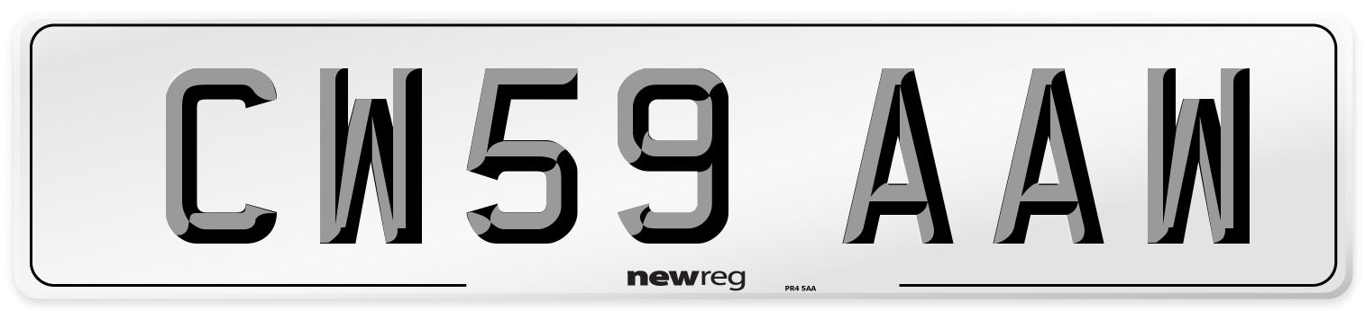 CW59 AAW Number Plate from New Reg